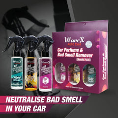 Air Freshener Car Perfume and Bad Smell Remover Bundle Pack - Serene Paradise, Night Breeze, Enchanted Elixir - 100ml Each, Long-Lasting Fragrances - Refresh Your Car's Ambiance - Car Accessories - Detailing Store