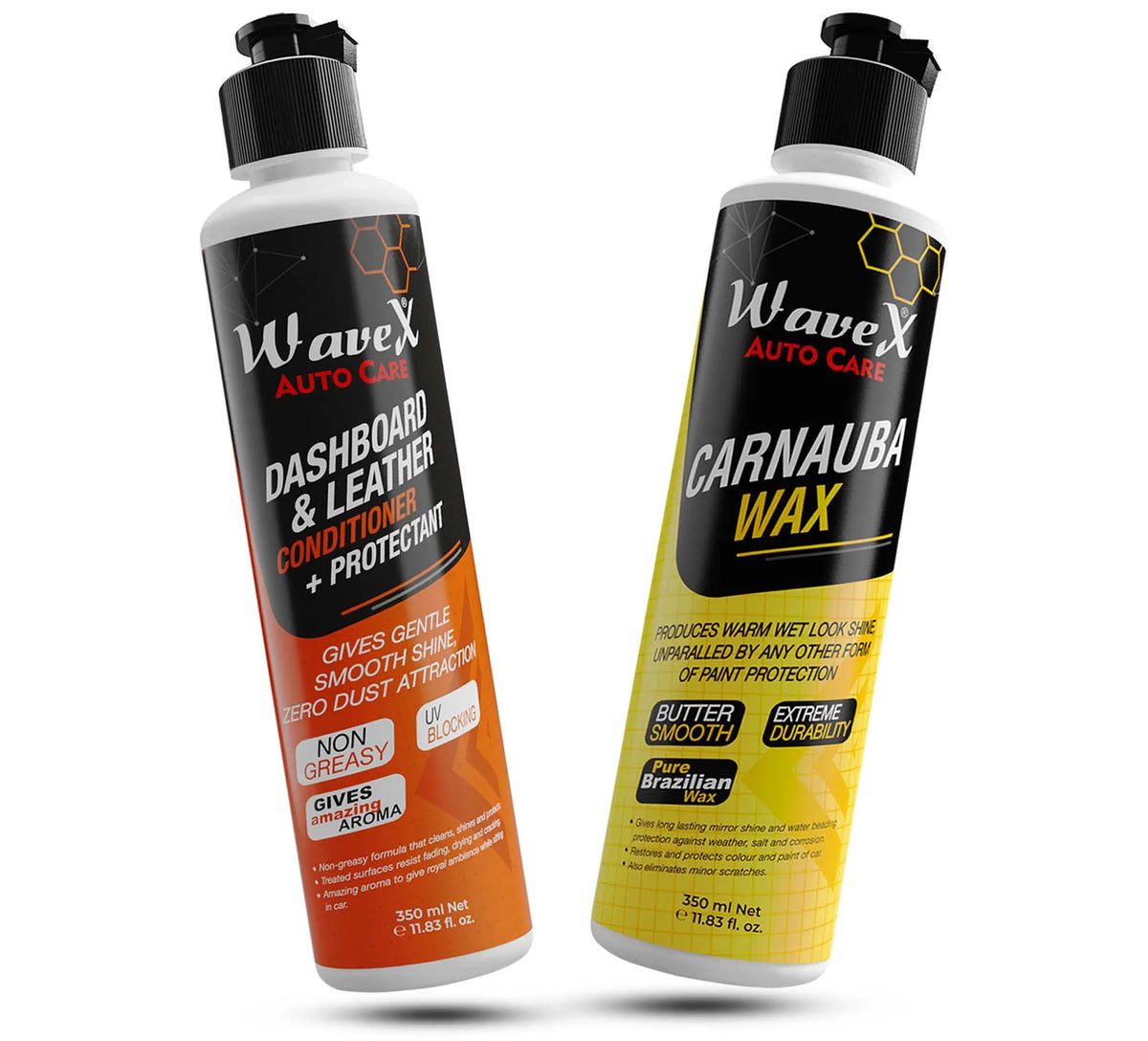 Car Body Polish Carnauba Wax 350ml + Car Dashboard and Leather Polish 350ml - Detailing Store