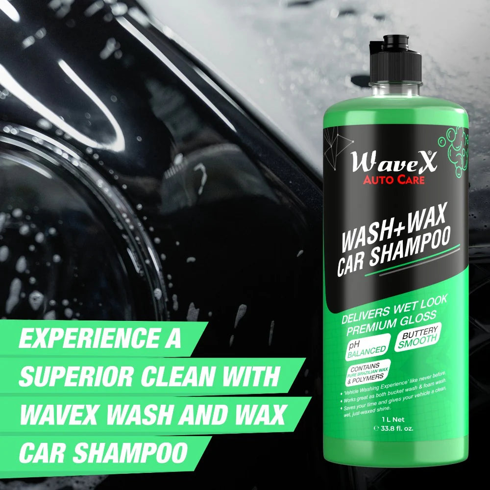 Wavex Wash and Wax Car Shampoo | Delivers wet Look Shine with Premium Gloss